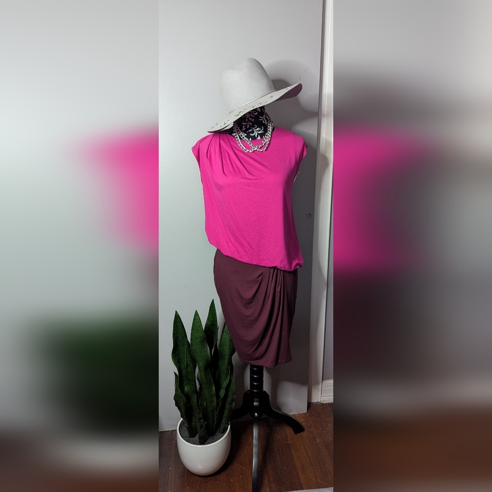 Elegant Pink and Burgundy Women's Skirt Dress Brand Trina Turk